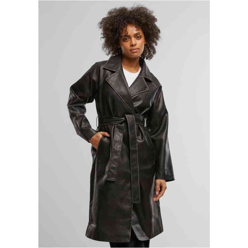 Urban Classics - Vintage Leather Trench coat - Black